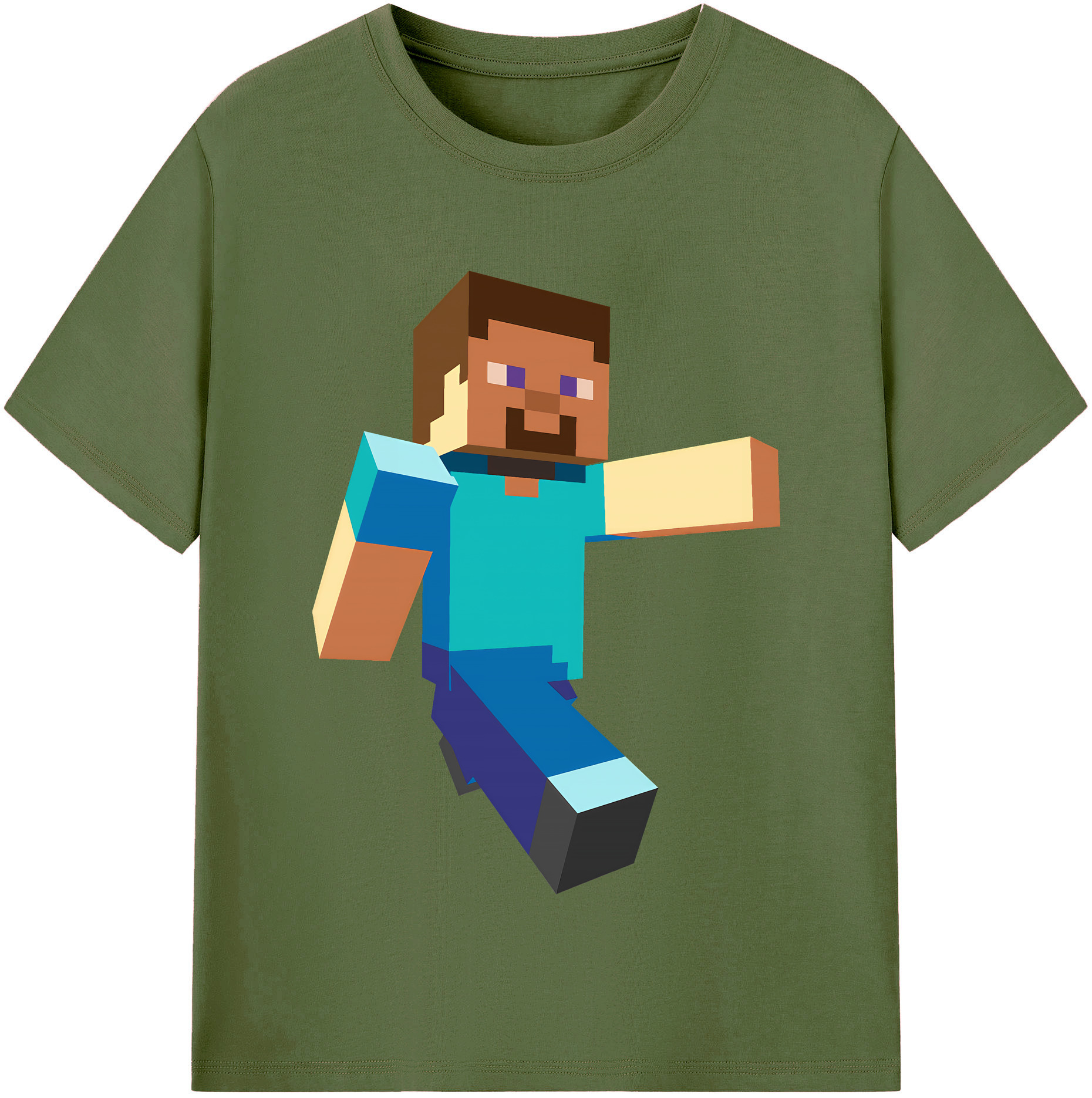 （画像用） マインクラフト ブロックの世界 Minecraft MC Block world 綿100％半袖Tシャツ（フロントプリント）